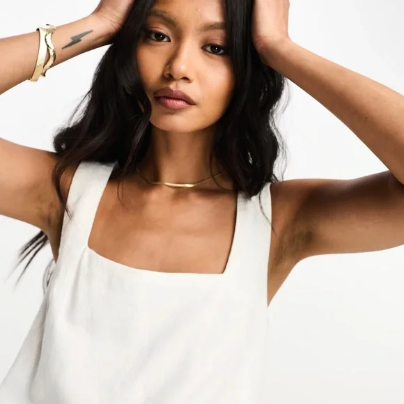 Abercrombie & Fitch linen Squareneck dress Size Large - Picture 3 of 13